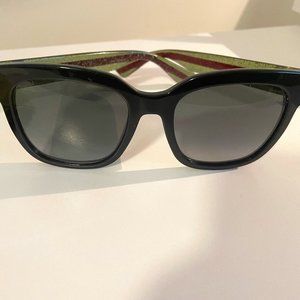 Black Gucci Sunglasses, Women's, Glitter Green and Red Web on Temples